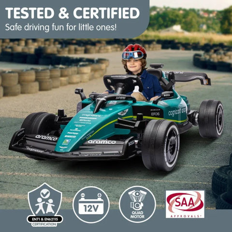 Aston Martin Aramco F1 Licensed Electric Kids Ride On Race Car