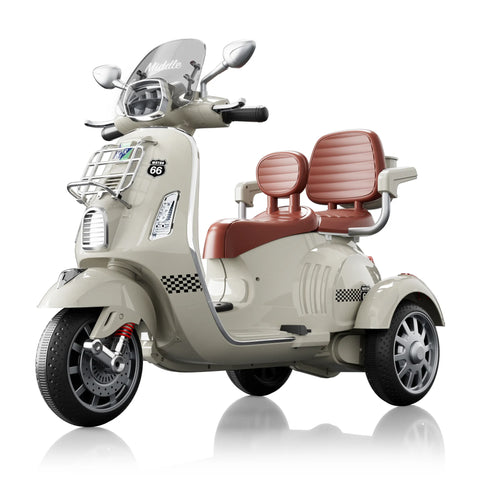 Dual Seater Vespa Ride-On 12V scooterwith 3 Wheels Power for Children